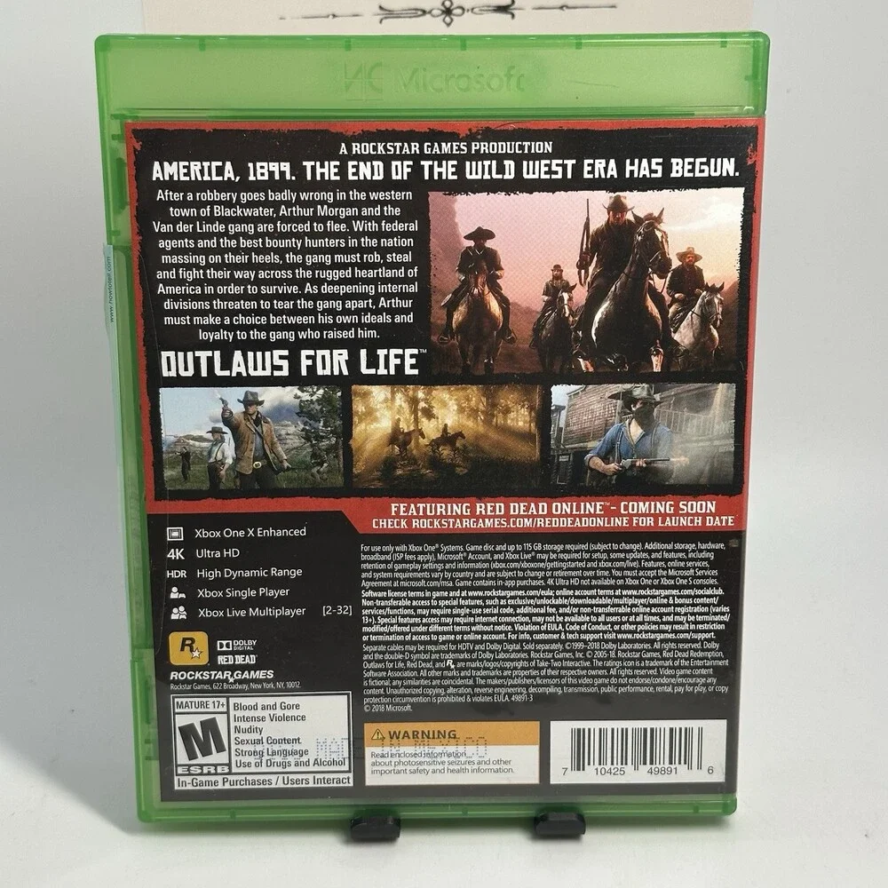 Red Dead Redemption 2 (Microsoft Xbox One, 2018) Tested & Working w/Map Insert!